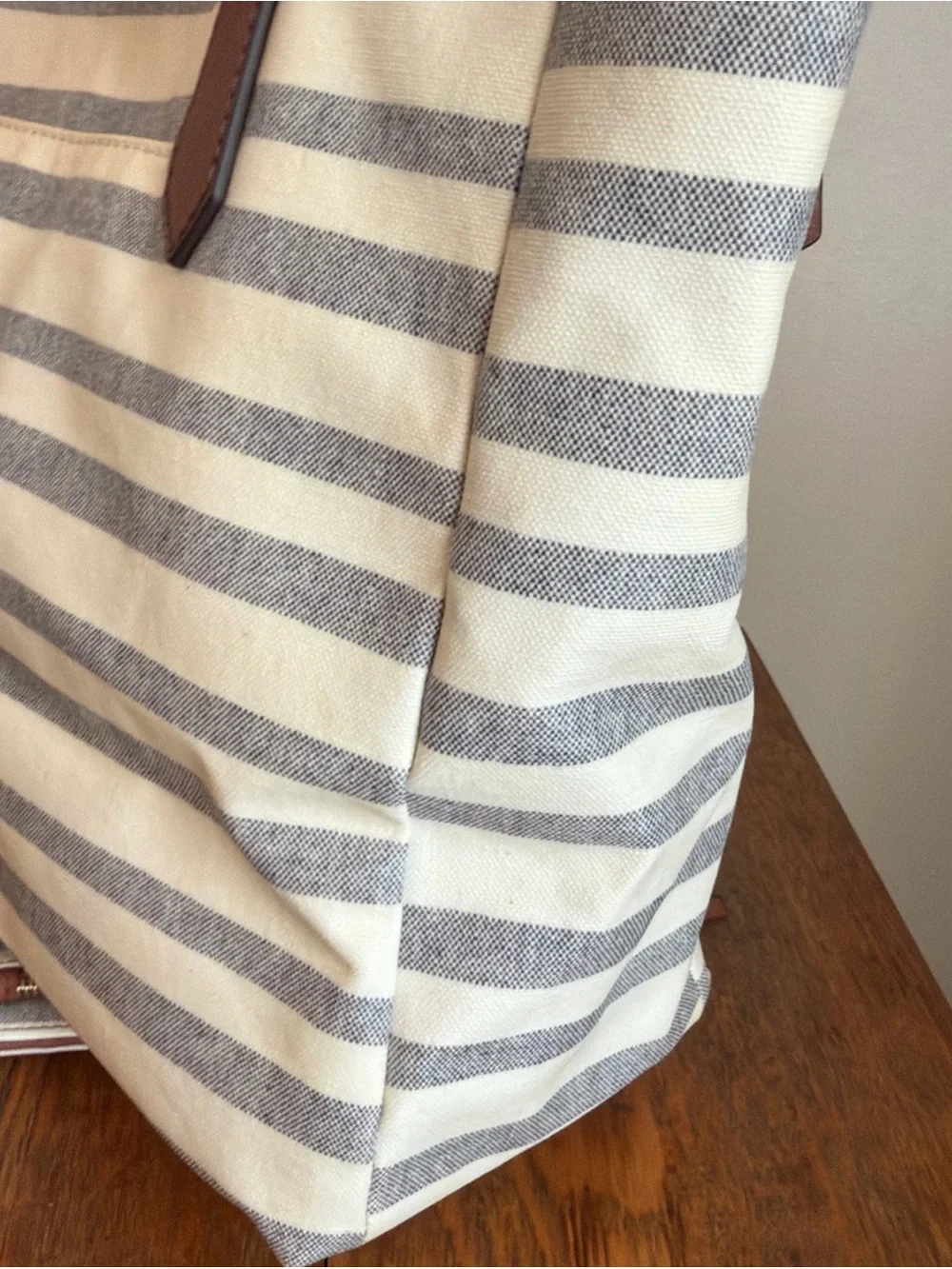 Fossil Fiona Shopper Tote Striped Coated Canvas Shoulder Bag Matching Wallet